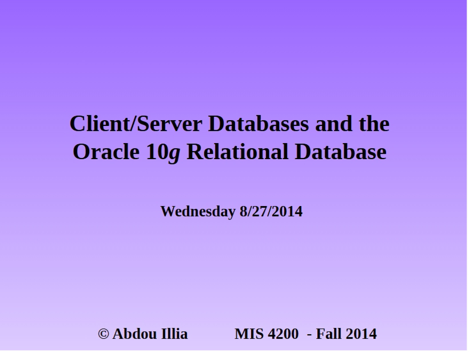 Database Analysis Lecture Notes