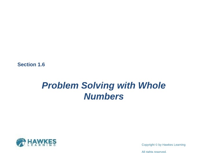 Whole Numbers Problem Solving