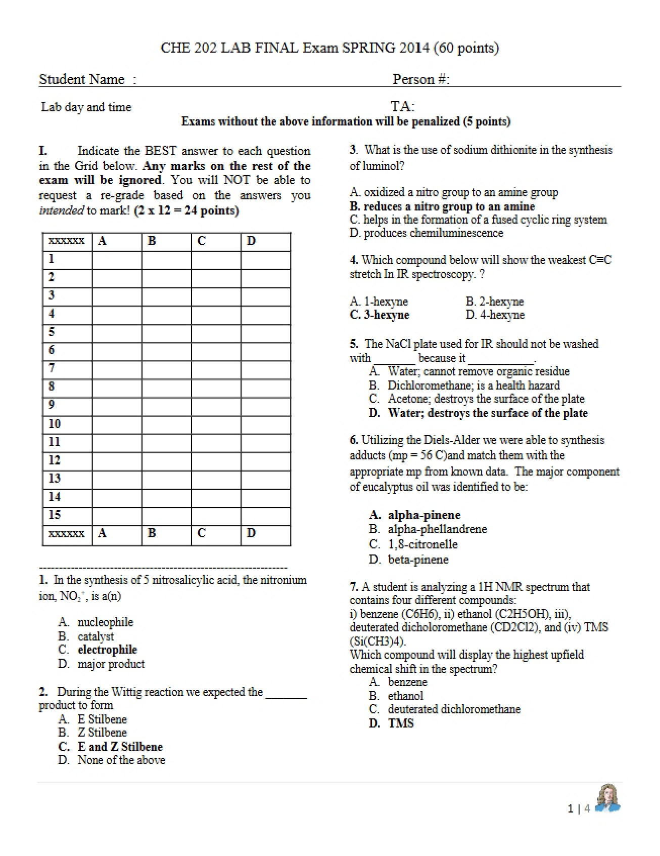 Spring 2014 Lab Final Practice Answer Key