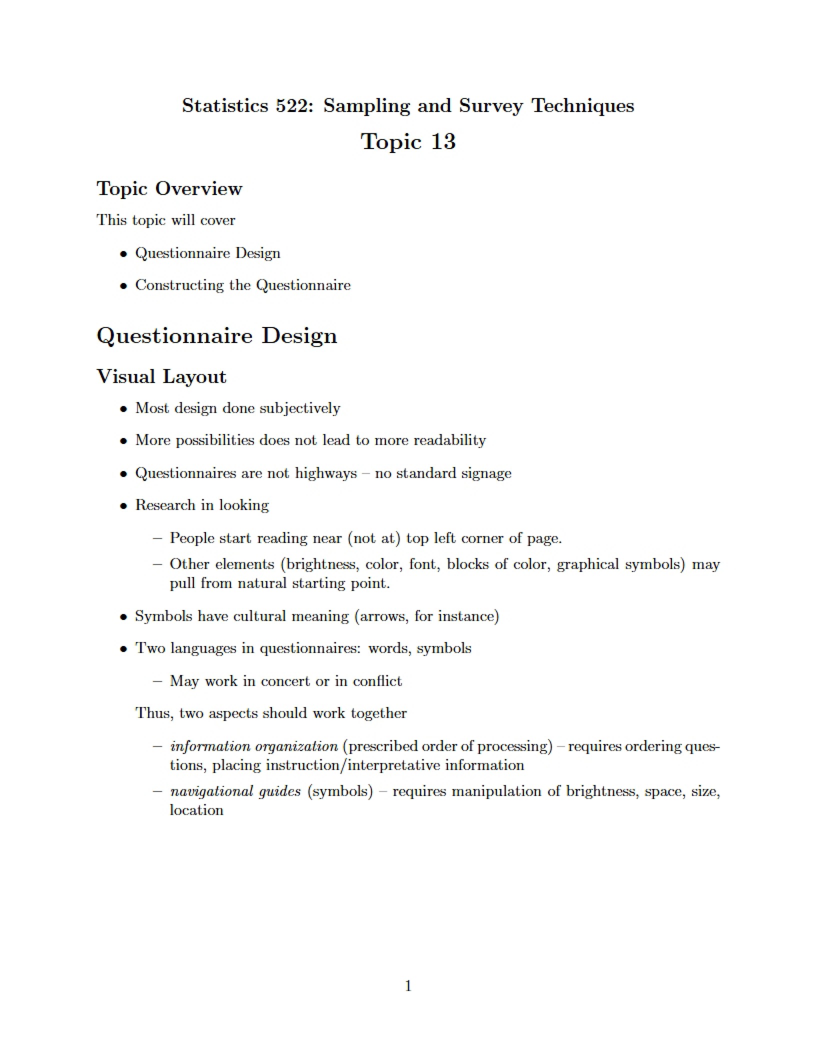 Designing Questionnaires