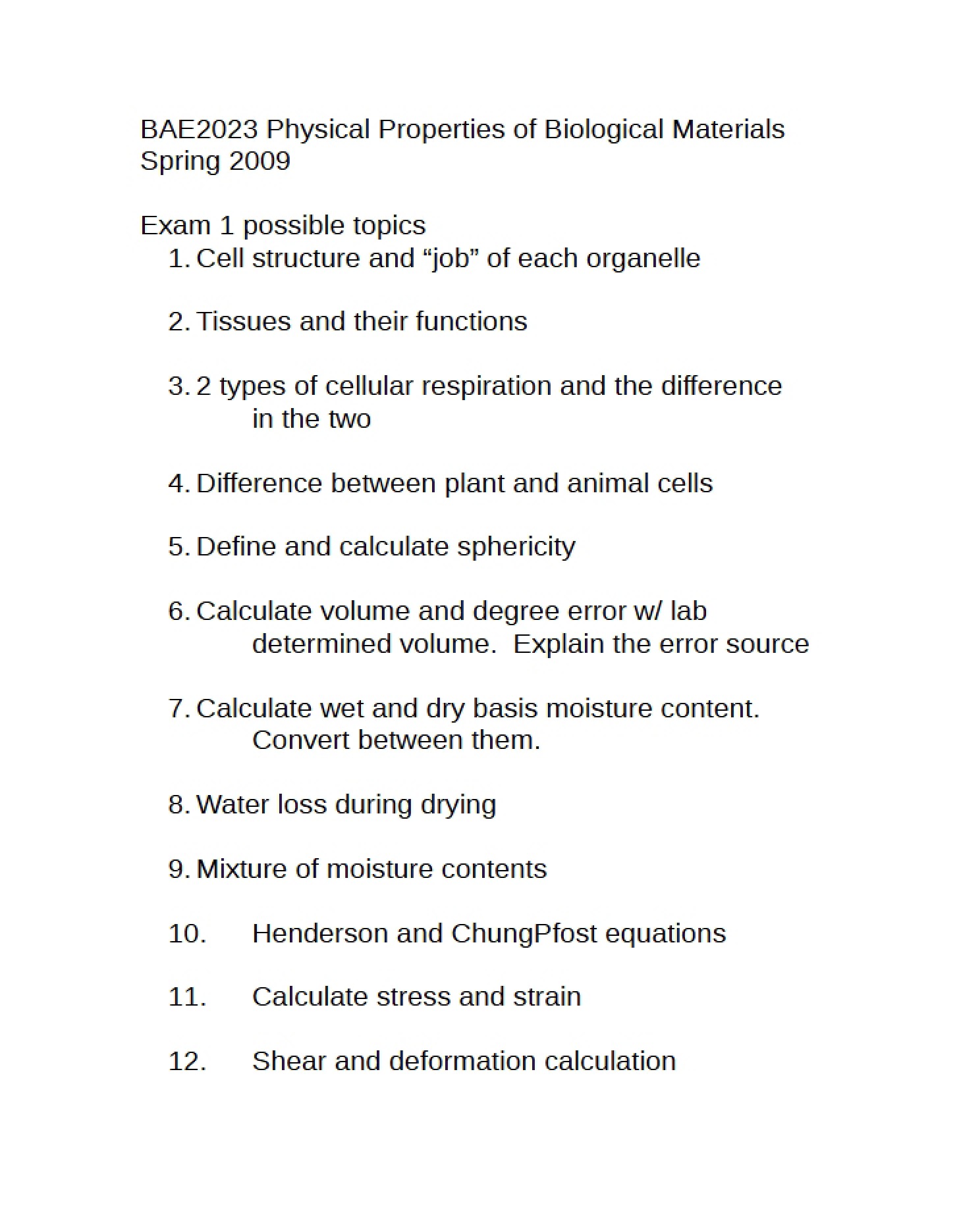 Biological Materials Physical Properties (BAE2023)