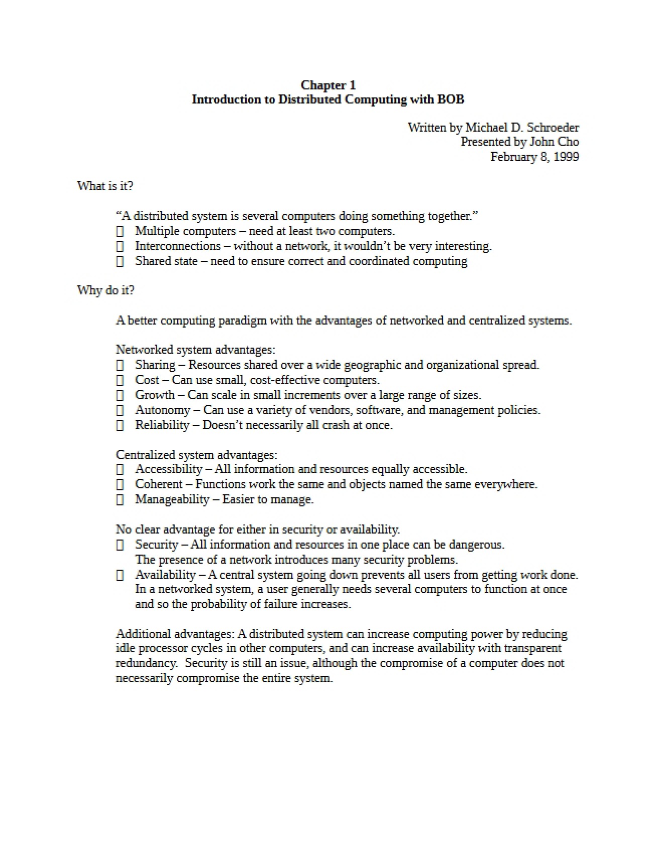 Distributed Computing with BOB An Introduction