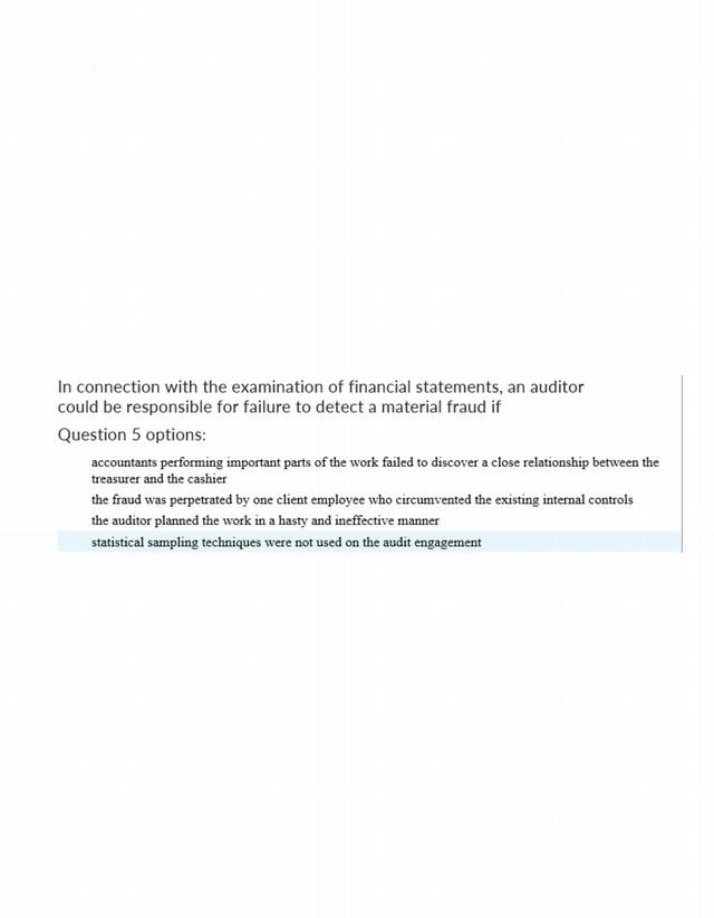 Auditing Exercise 5A