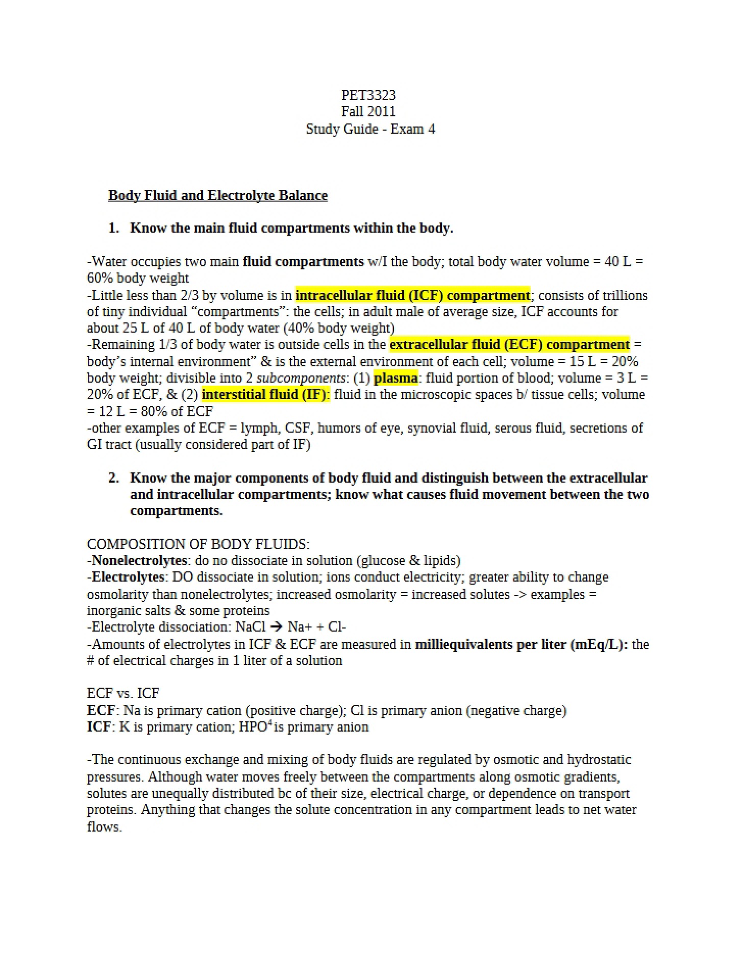 ElectrolyteBody Fluid Balance