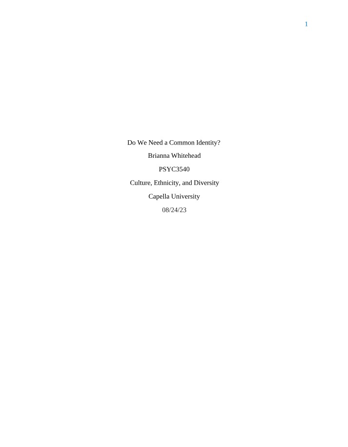 The Impact of Diversity on Common Identity