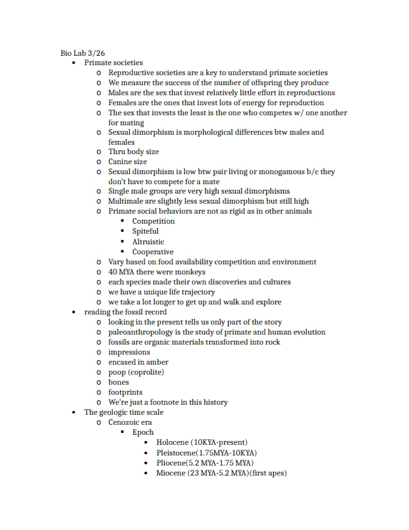 Lab Activity Six Biology