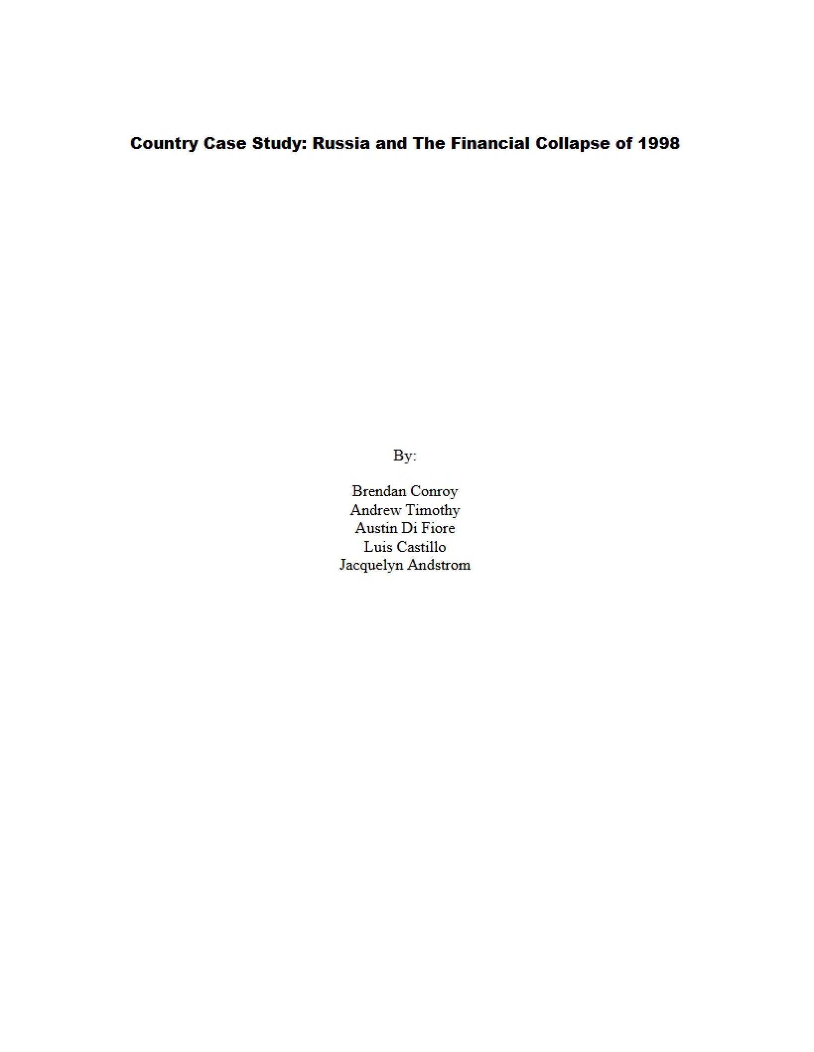1998 Financial Collapse in Russia