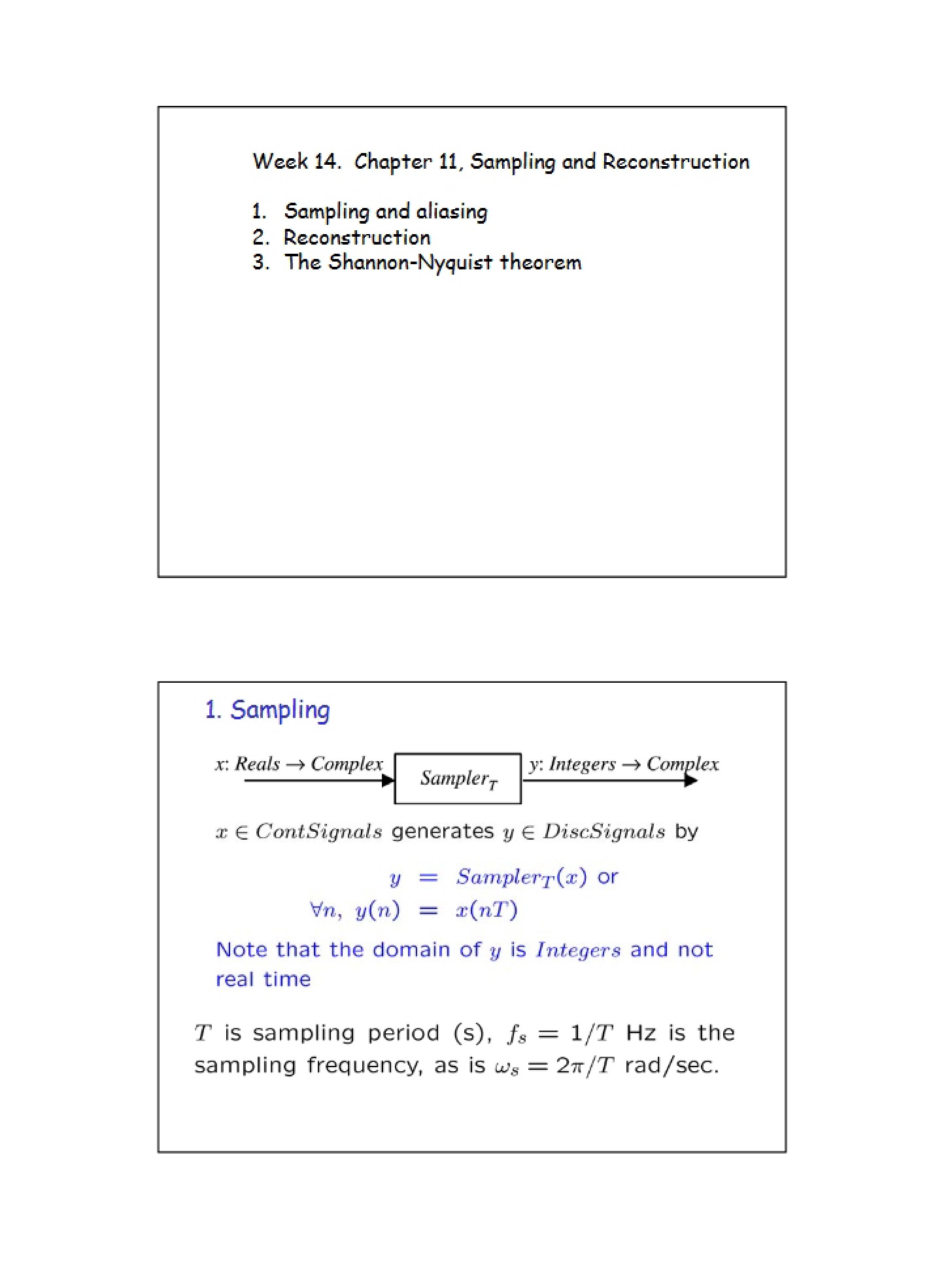 Reconstruction and Sampling