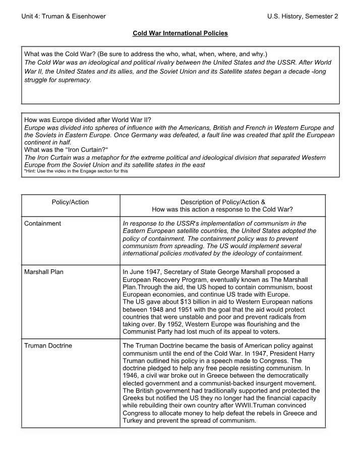 International Policies of the Cold War
