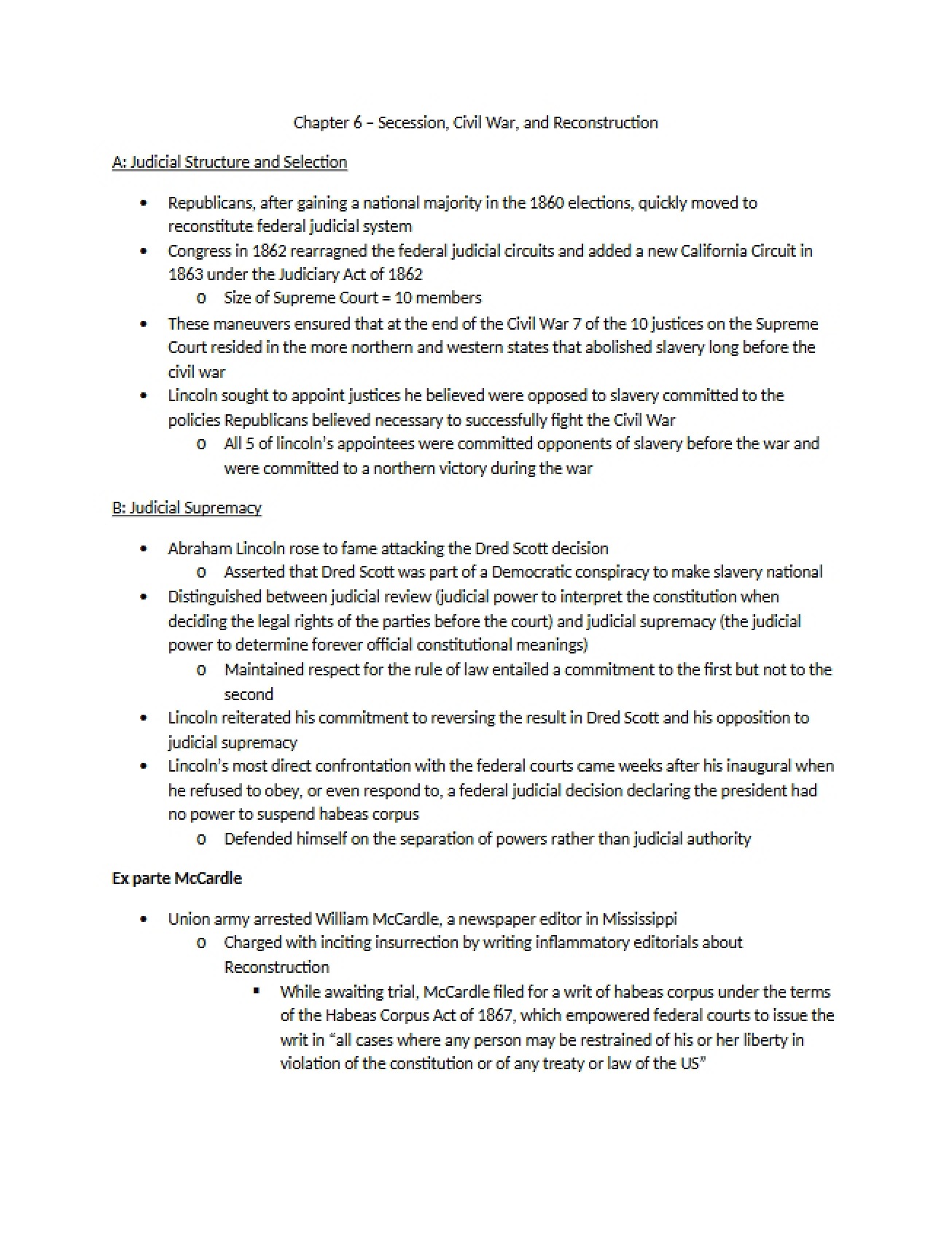 Impact of Secession, Civil War, and Reconstruction on the Constitution