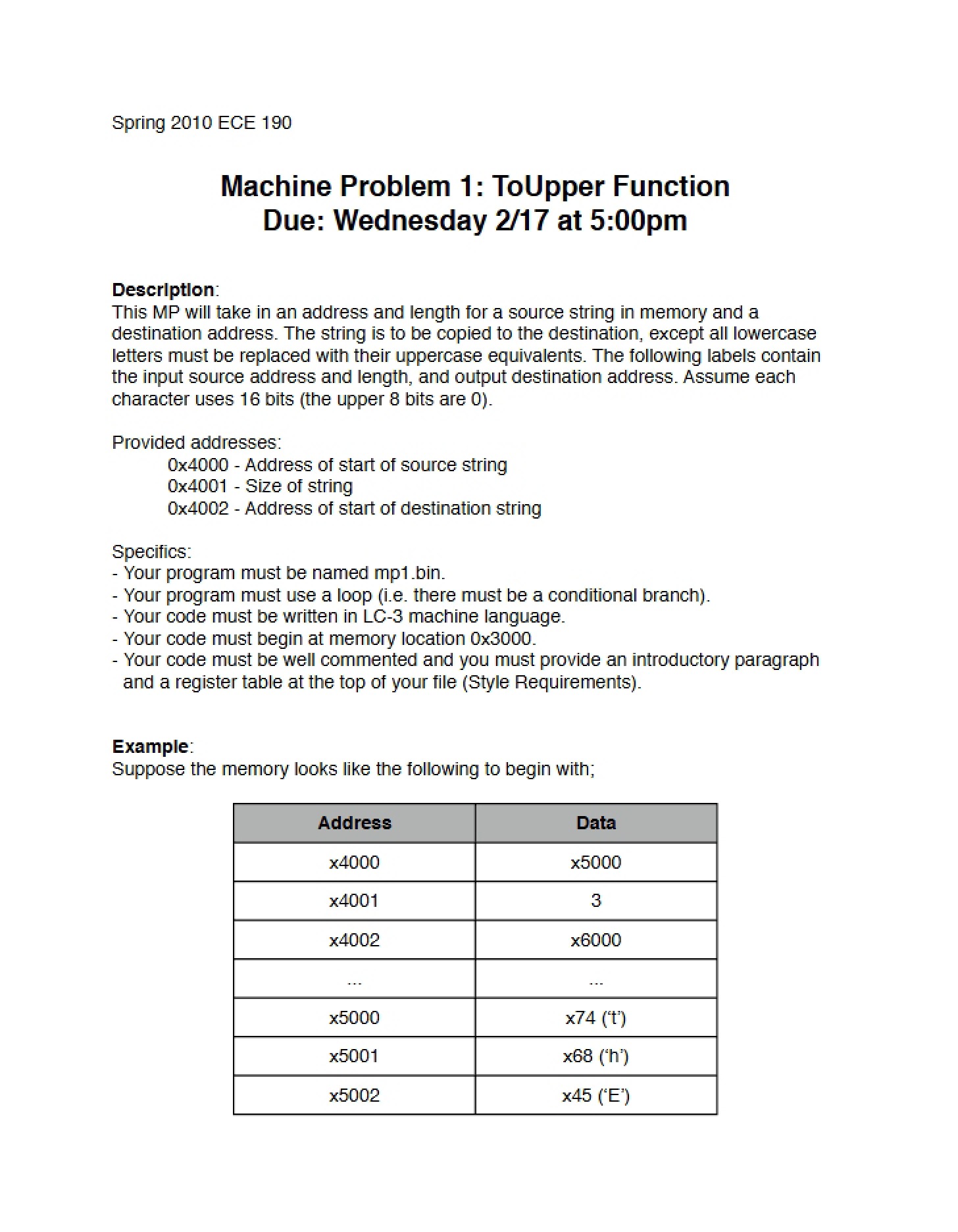 First Machine Problem