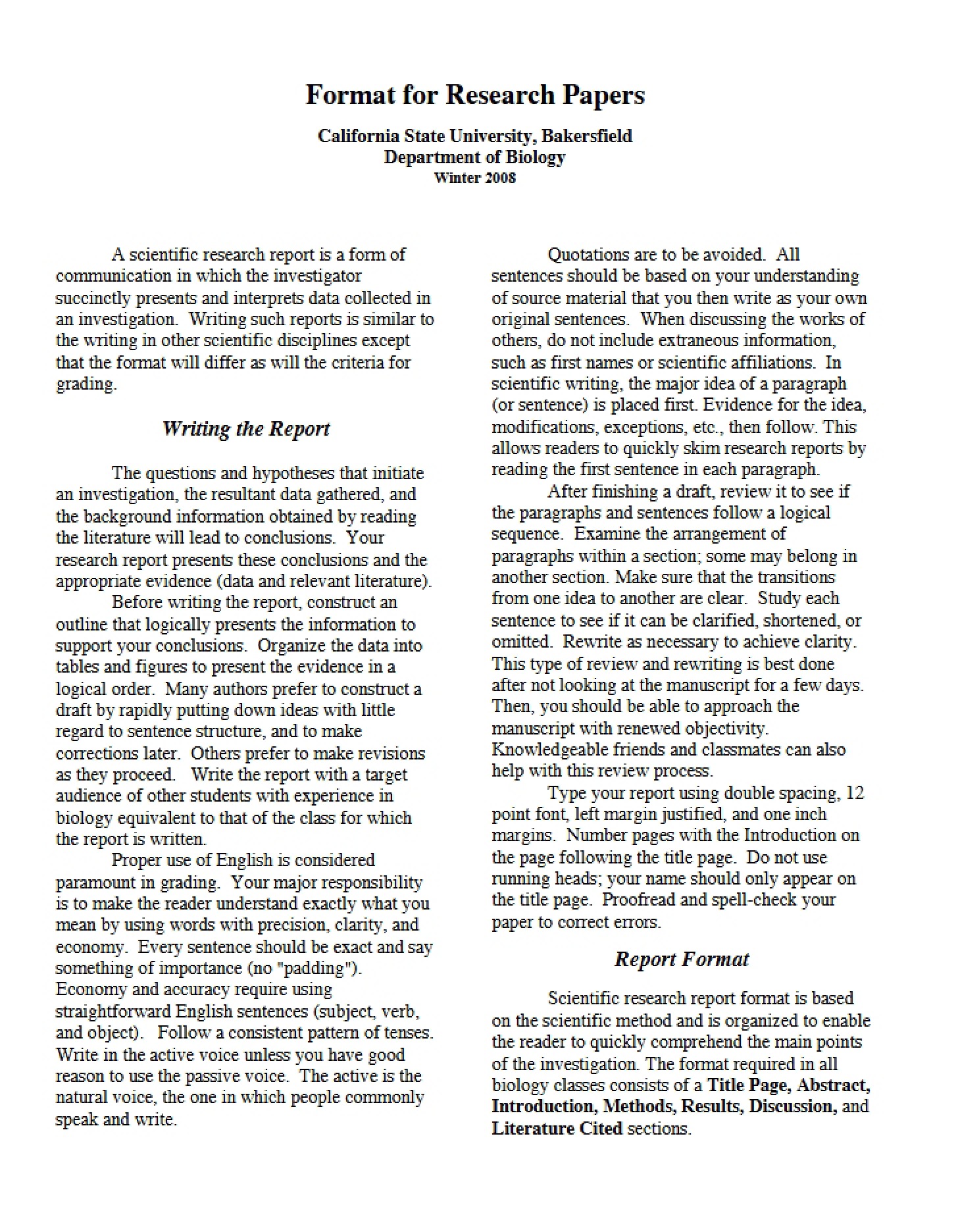 Guide to Writing in Biology