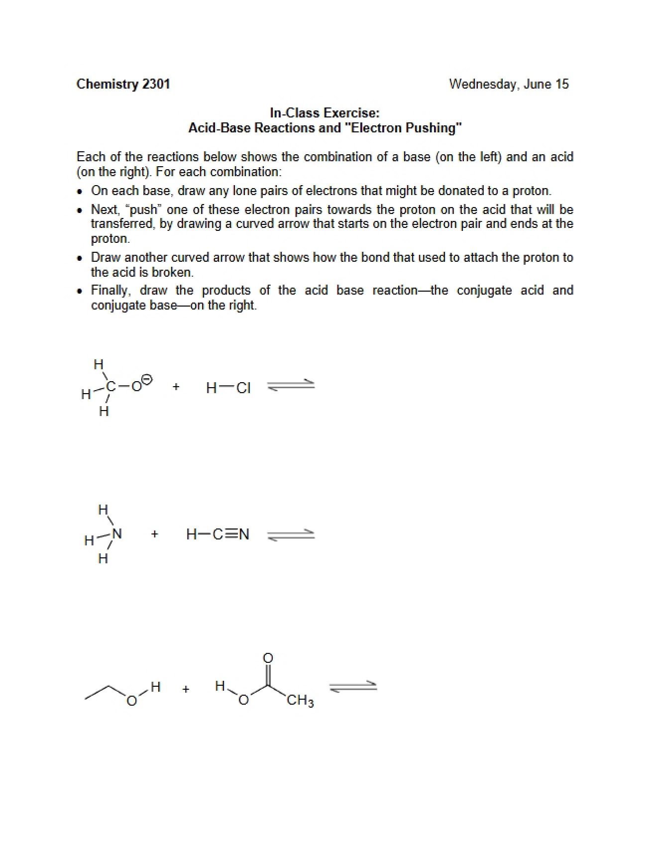 Electron Pushing in Acid-Base Reactions