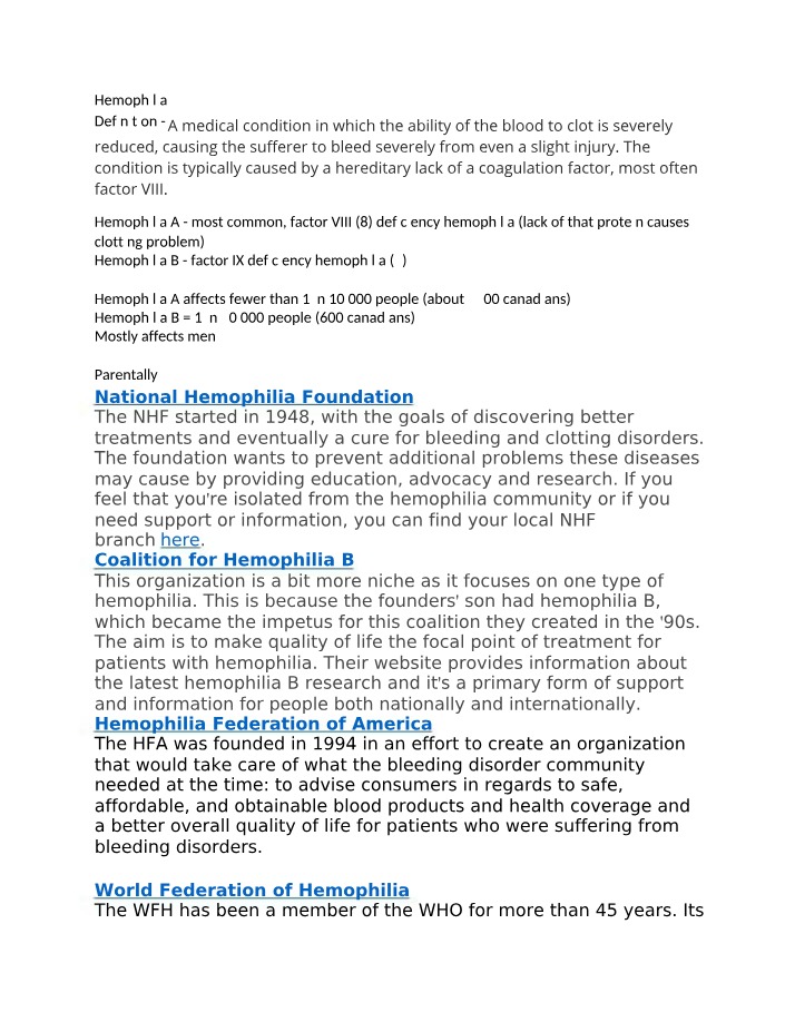 CYC 565 - Hemophilia