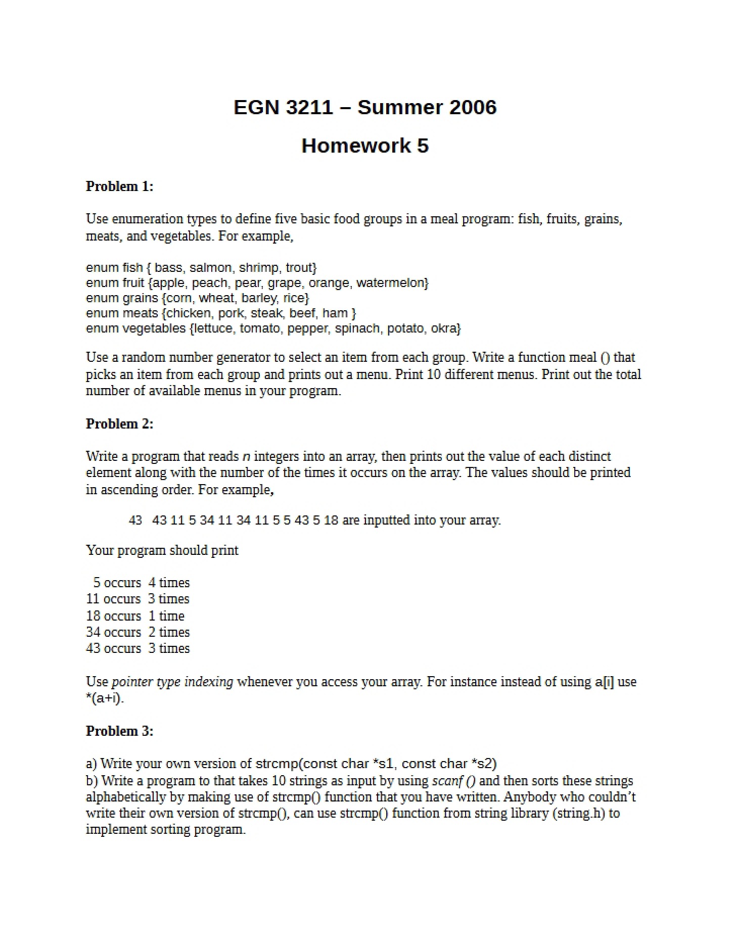 Homework for EGN 3211