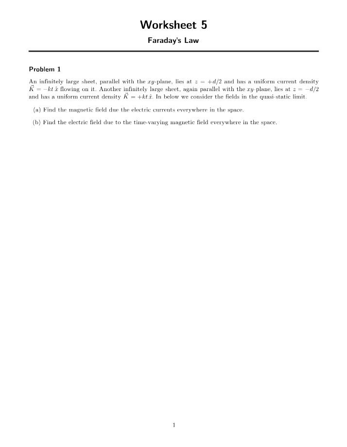 Worksheet 5 - Faraday's Law