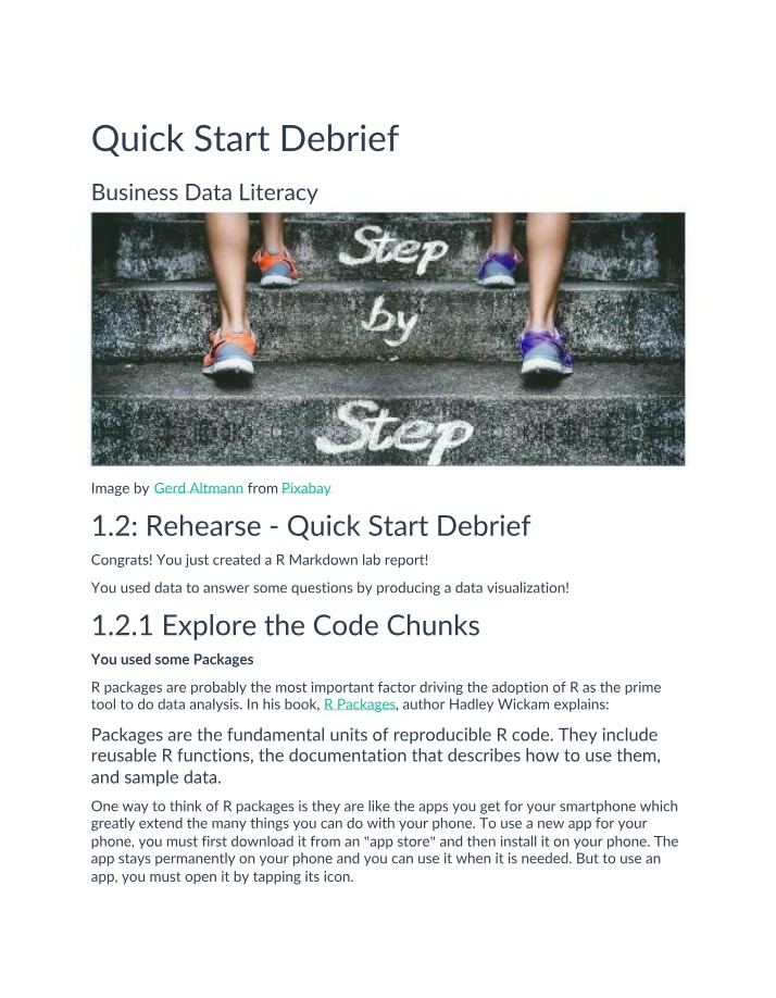 R Packages for Data Analysis - Quick Start Debrief