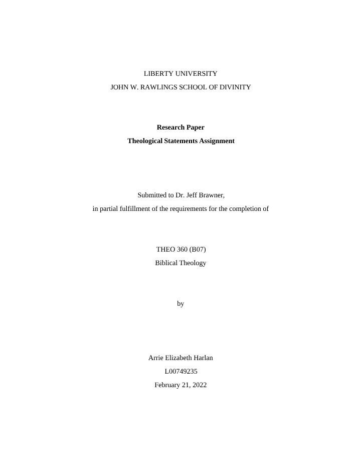 Assignment - Theological Statements