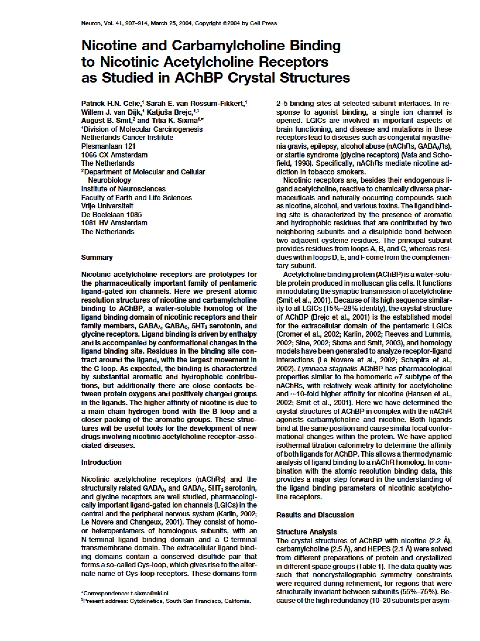 Ligand Binding Interactions at Nicotinic Receptors