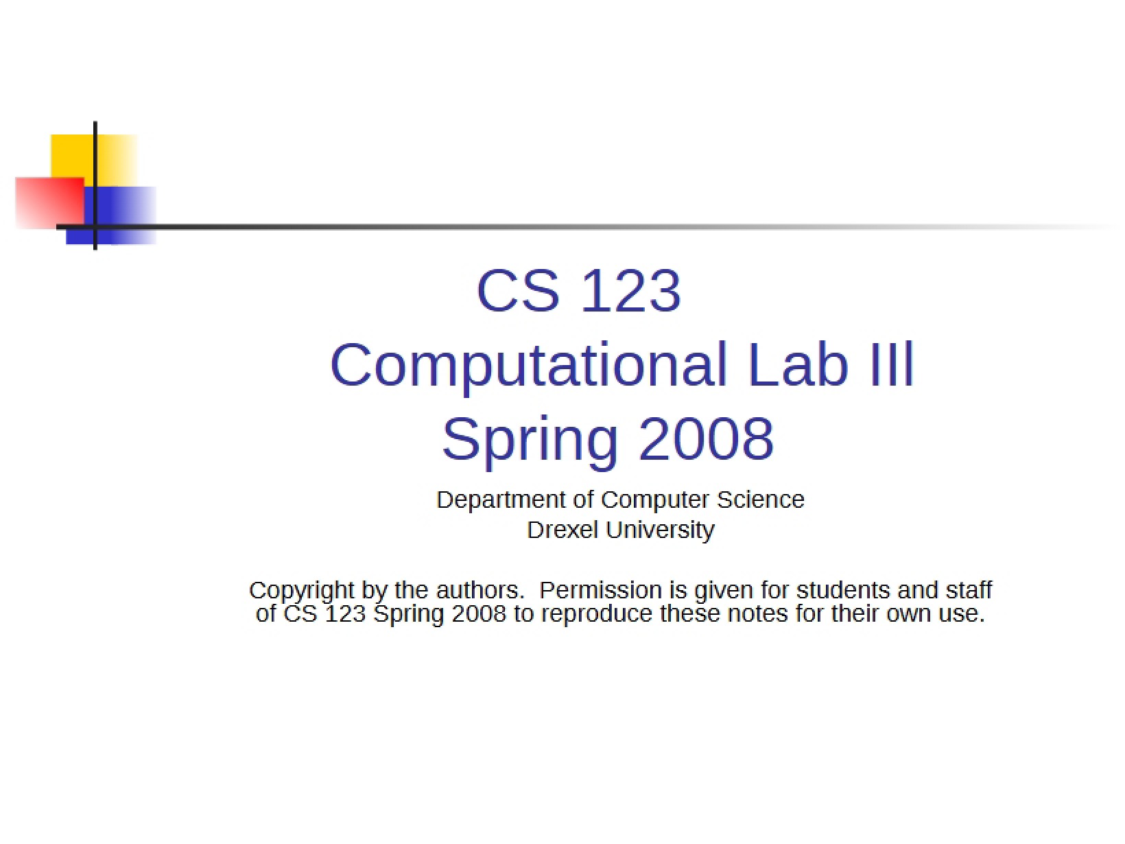 Lecture 3 Computational Lab III