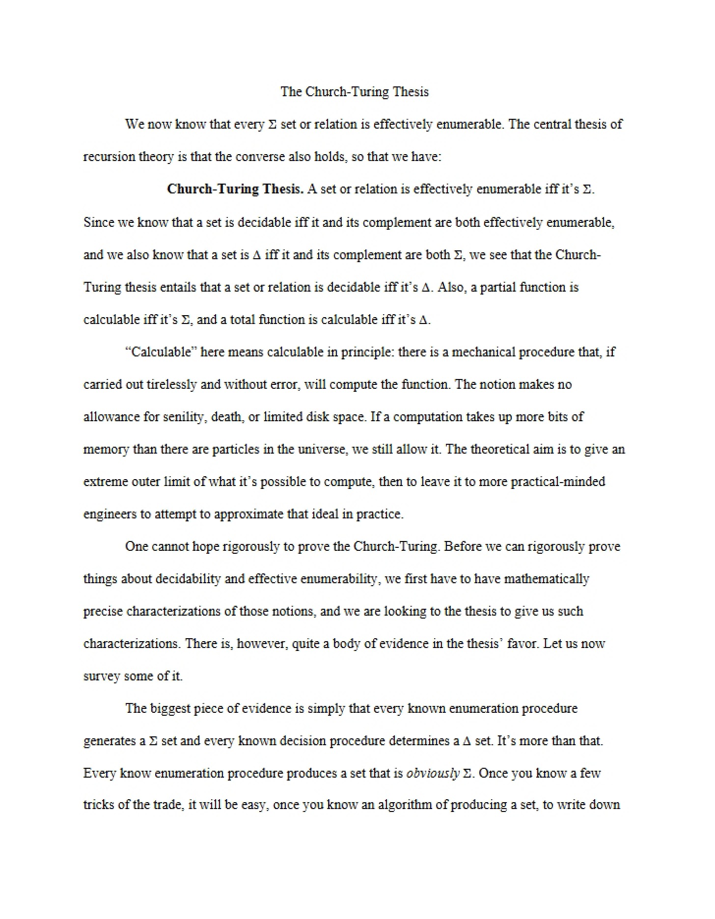 Church-Turing Thesis Overview