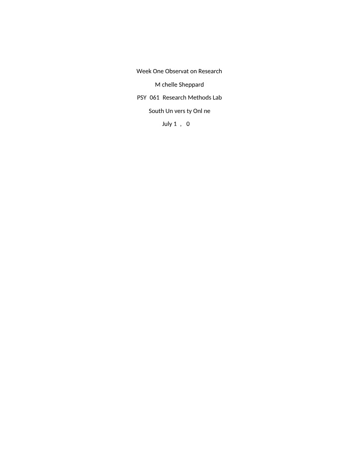 Week One Observation Research - PSY2061