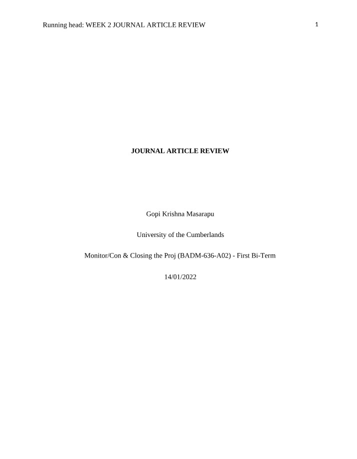 Journal Article Review - Week 2