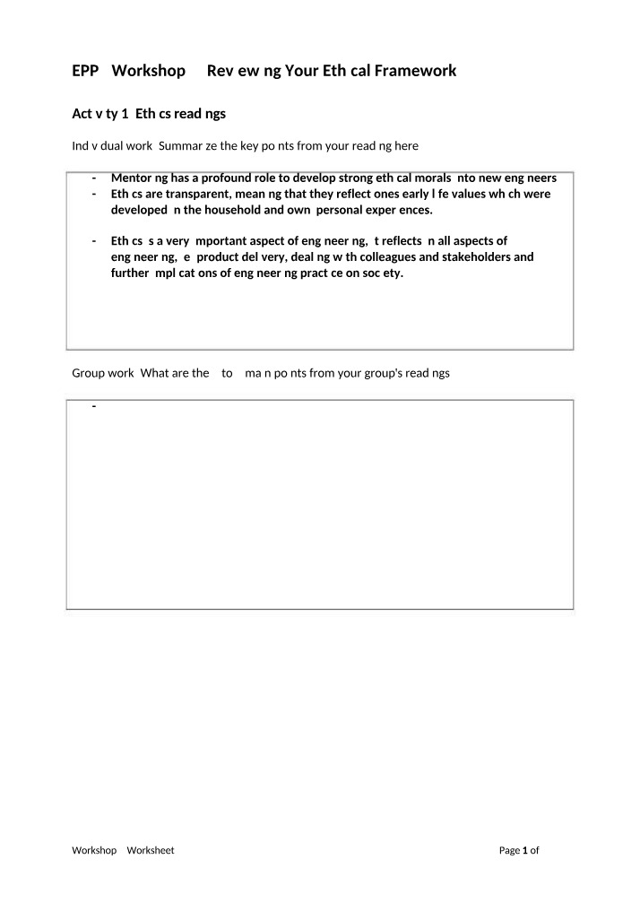 Workshop 2 Worksheet - EPP2