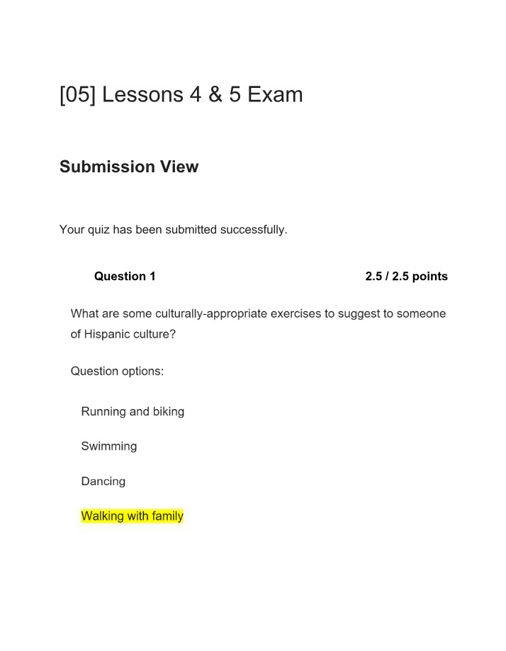 Lessons 4 and 5 Exam Sheet
