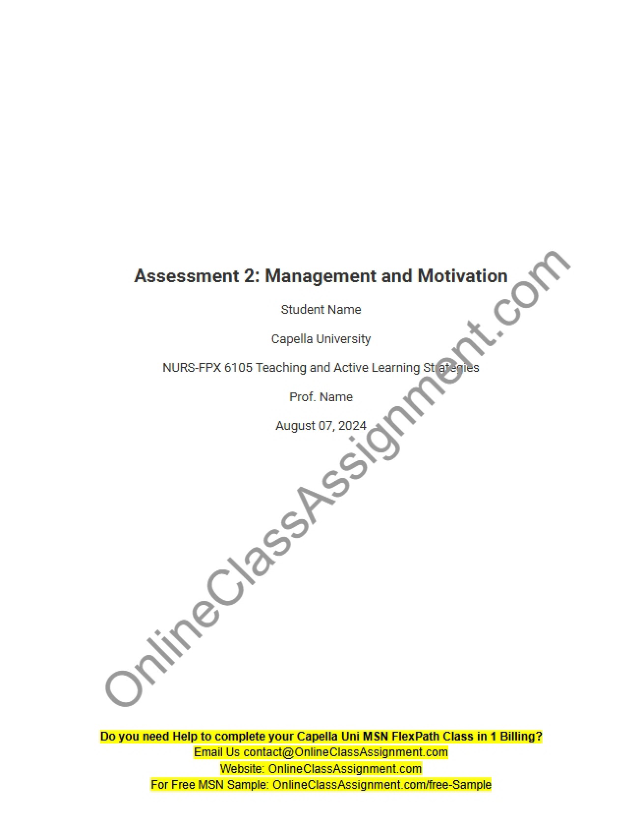Assessment 2 Management Concepts and Motivation