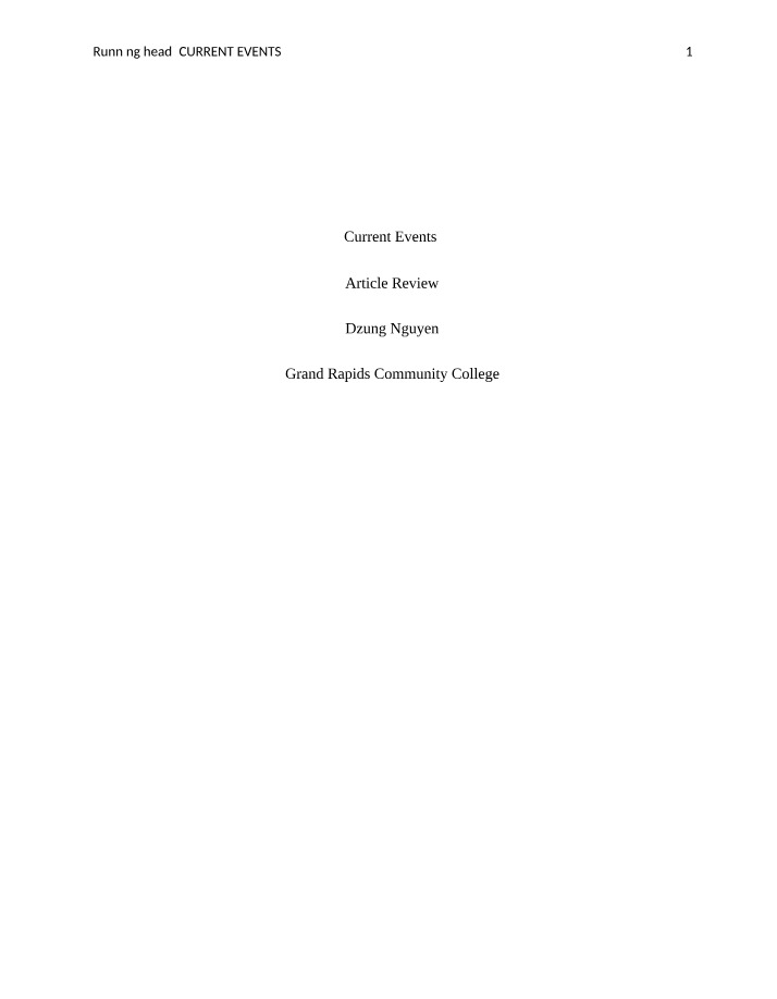 Article Review - Current Events