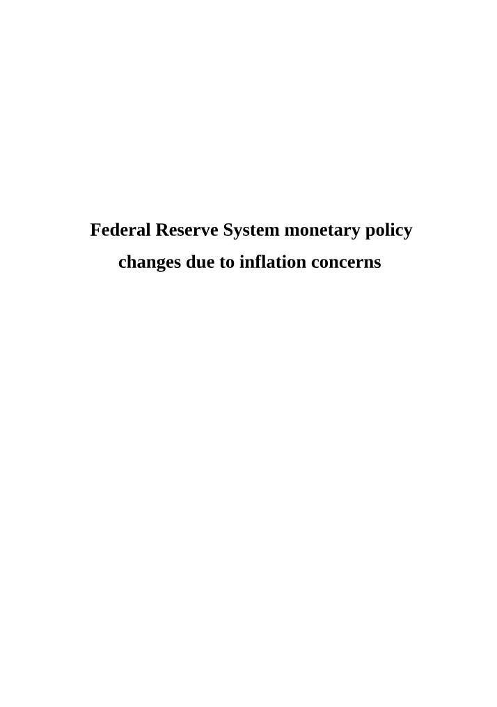 Federal Reserve Response to Inflation Concerns