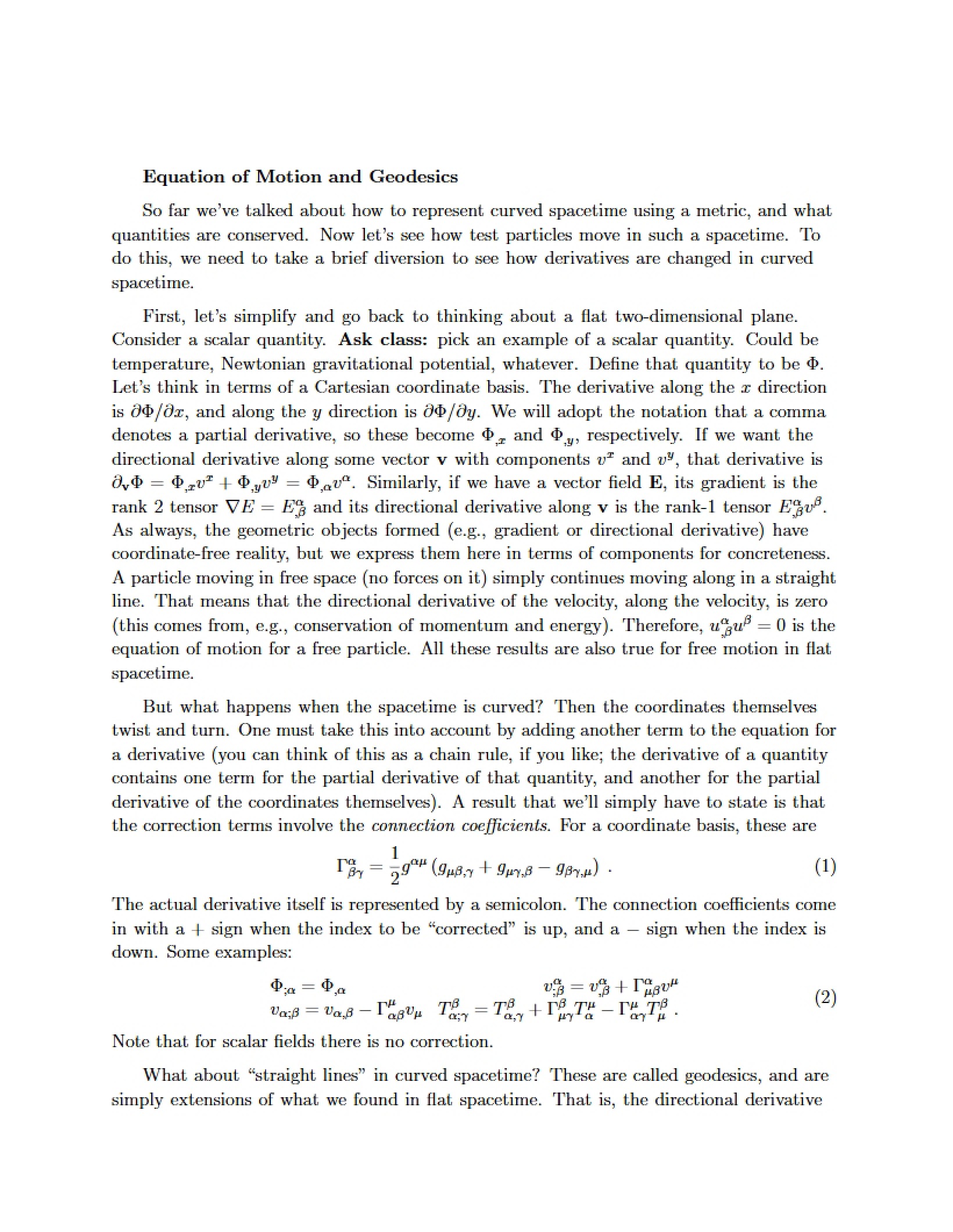 Geodesics and Equation of Motion