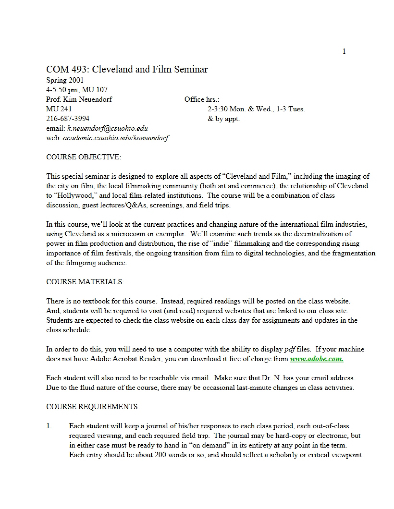 Special Topics Syllabus