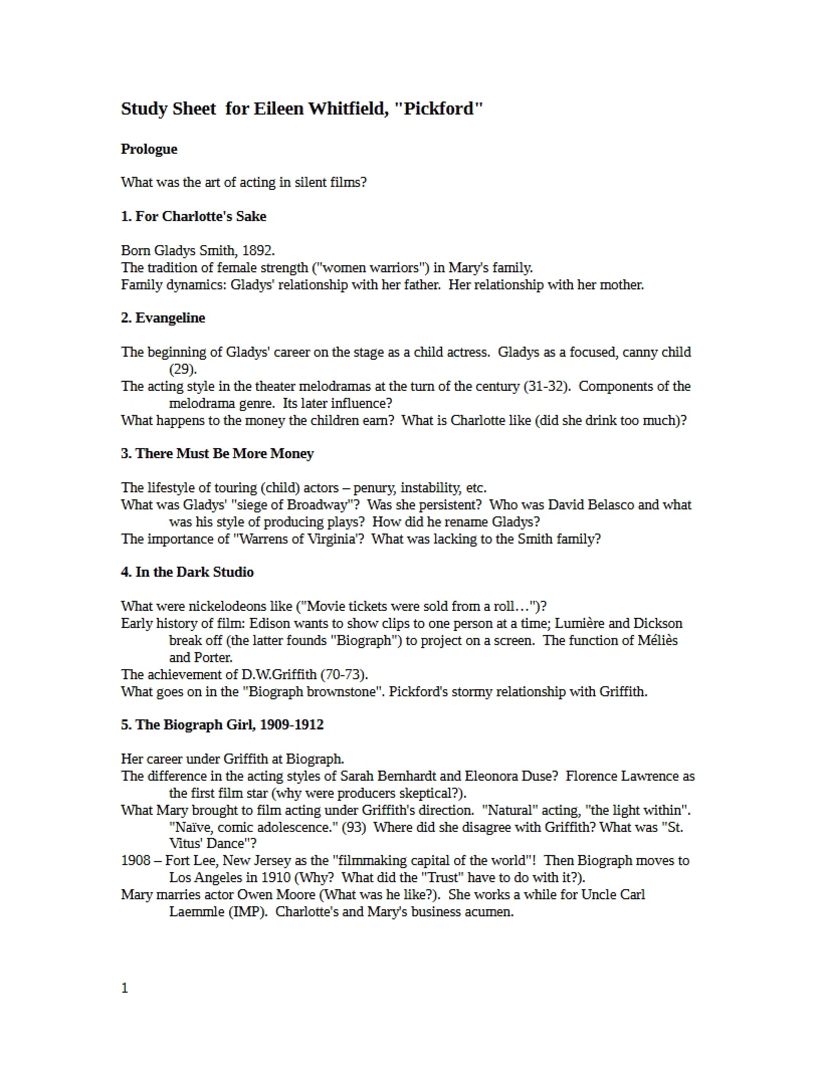 Whitfield Study Sheet (Pickford)