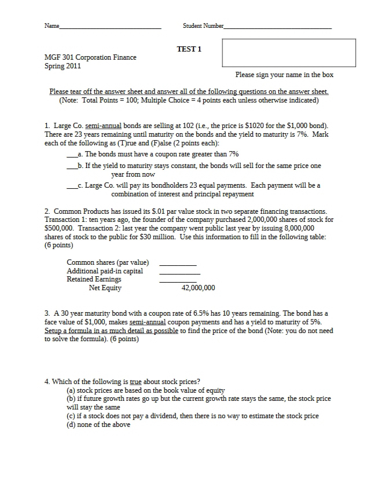 Examination One