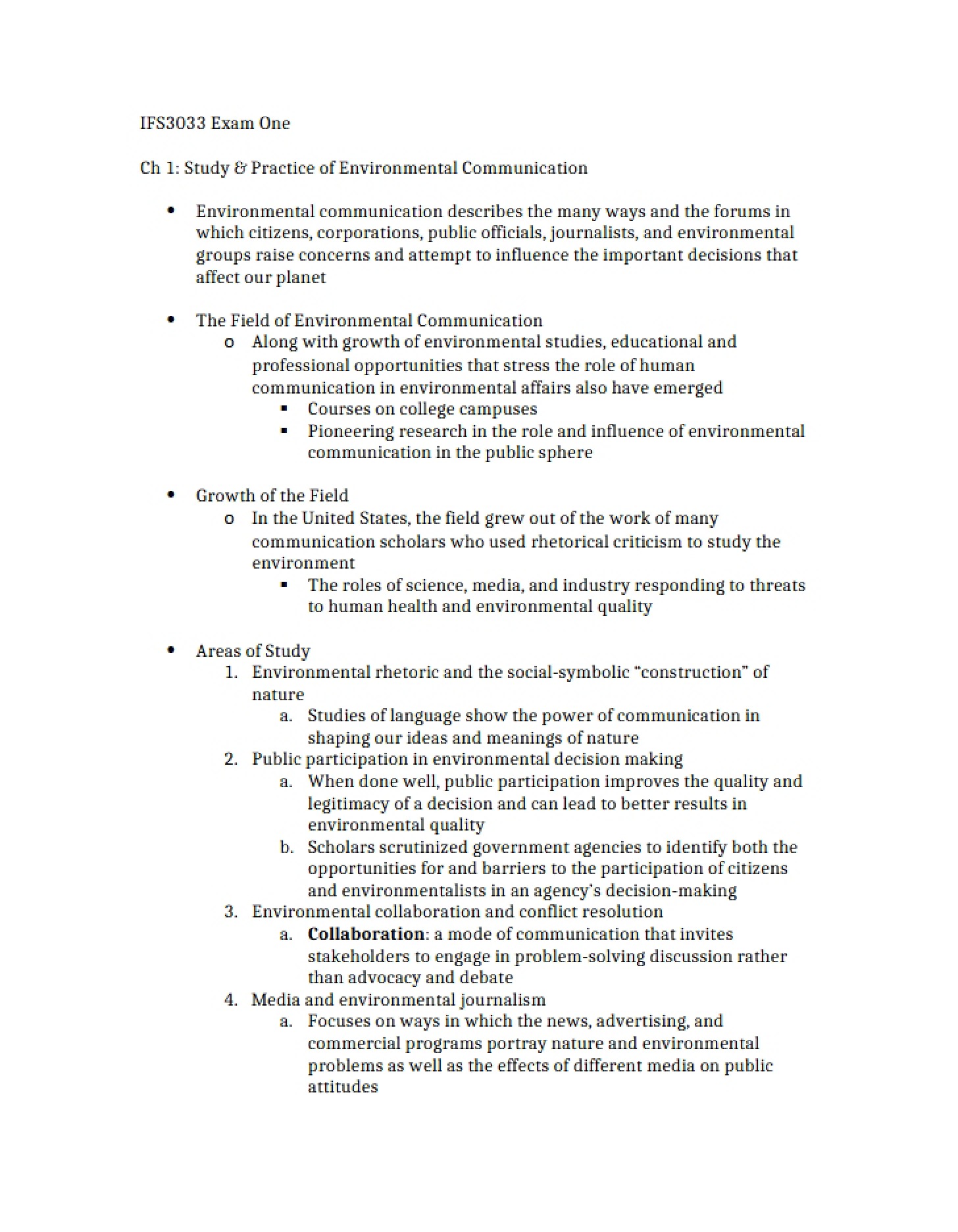 First Periodic Assessment