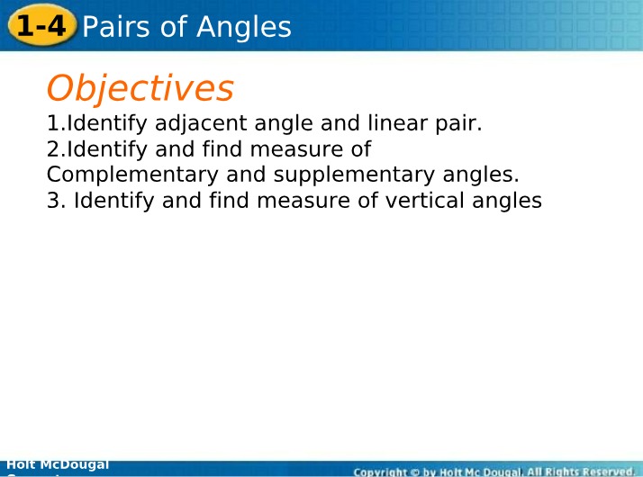 Notes on Angle Pairs