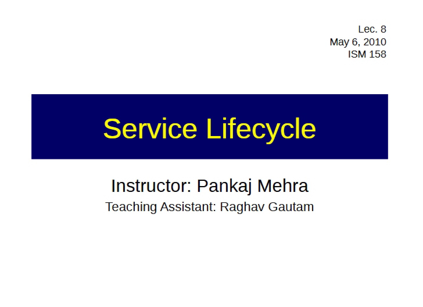 Lifecycle of Service
