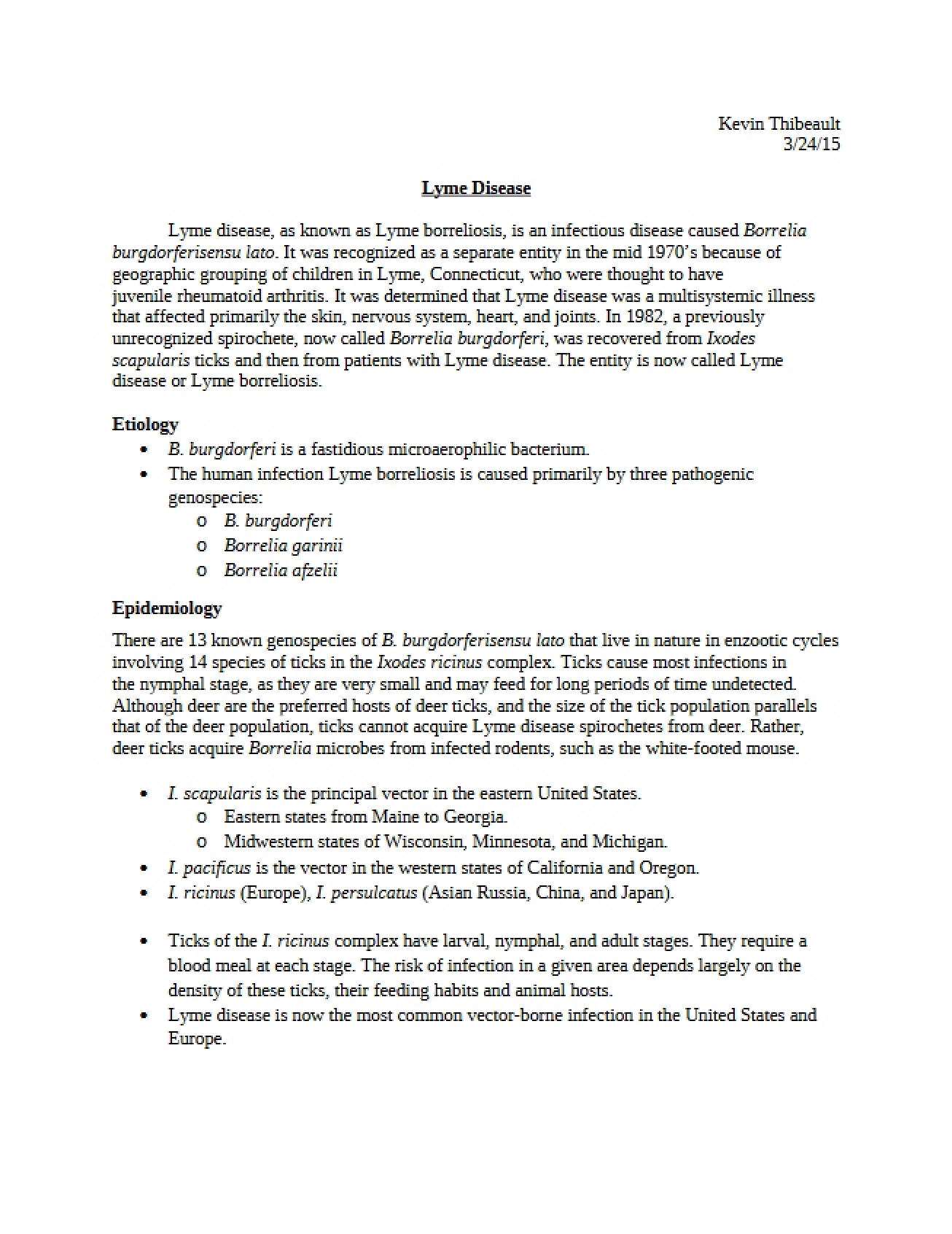 Disease Profile Lyme