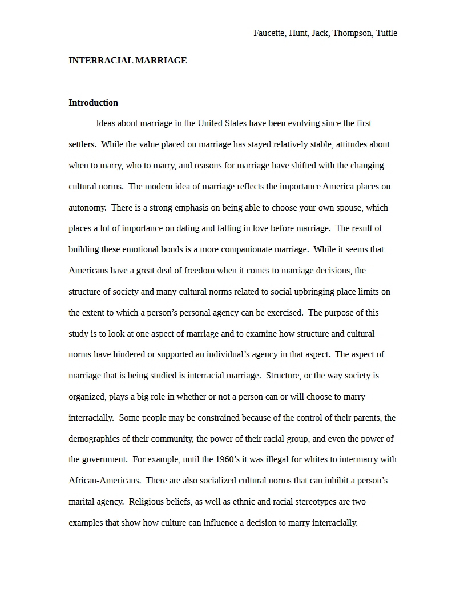 Marriage Across Racial Lines