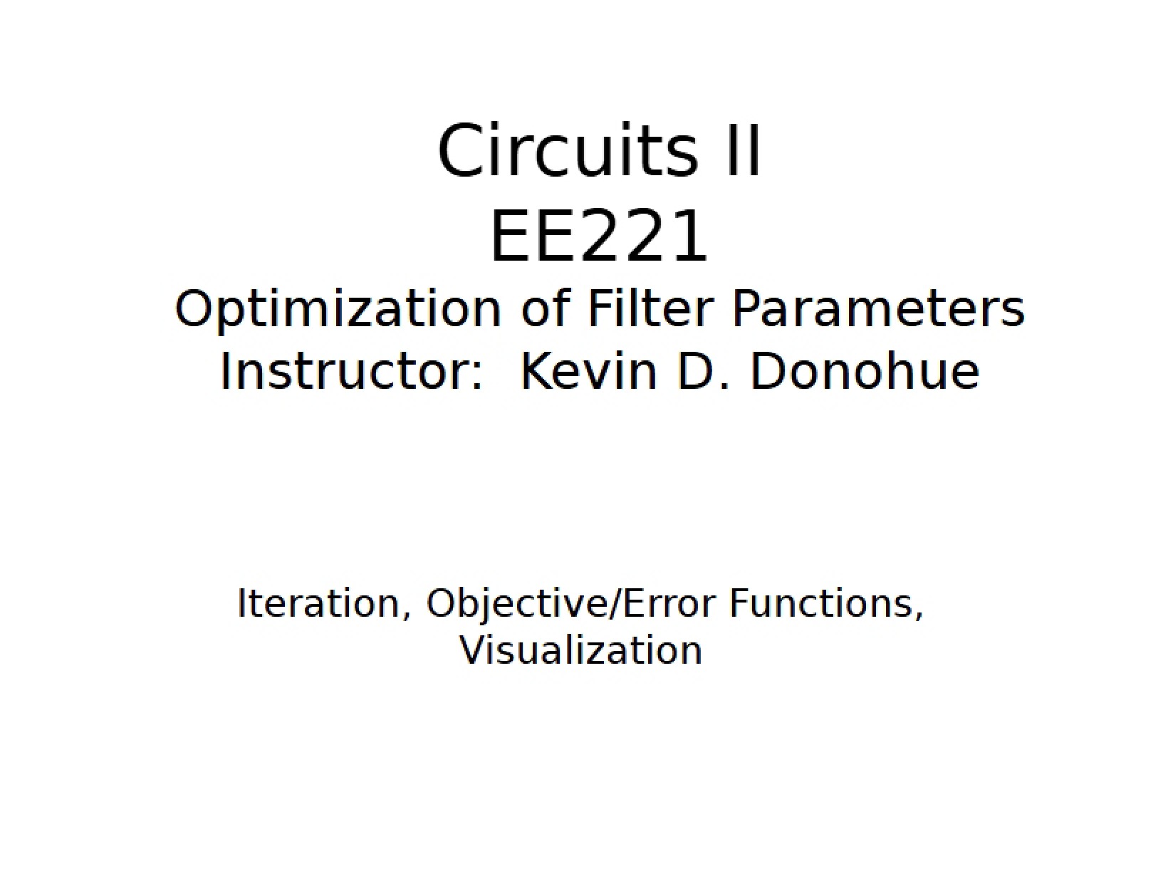 Filter Parameter Optimization