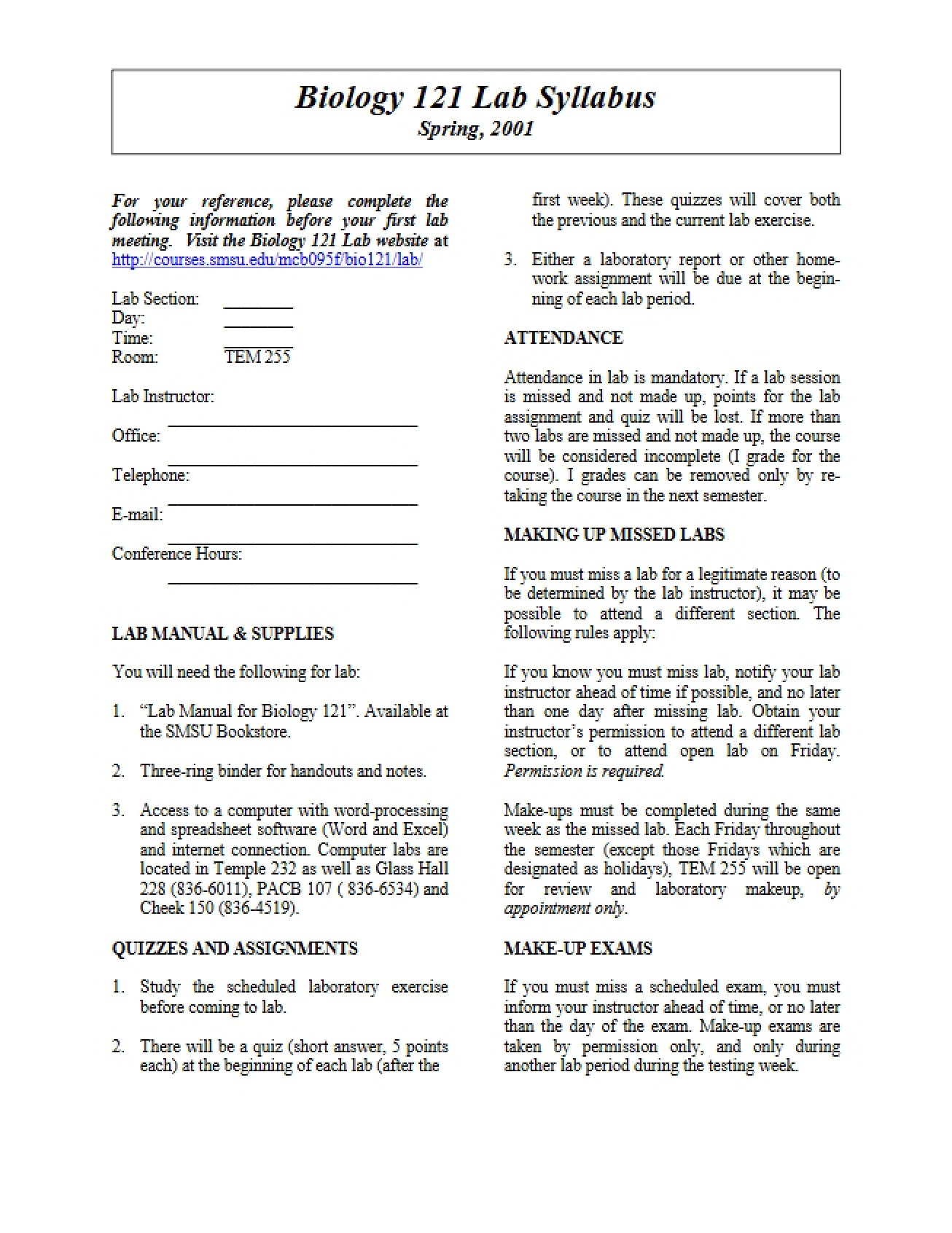 General Biology Syllabus