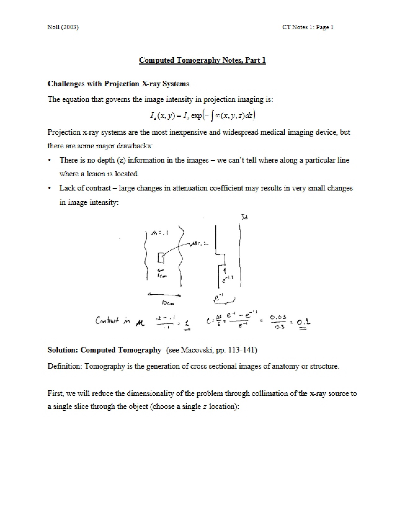 Notes on Computed Tomography Part One