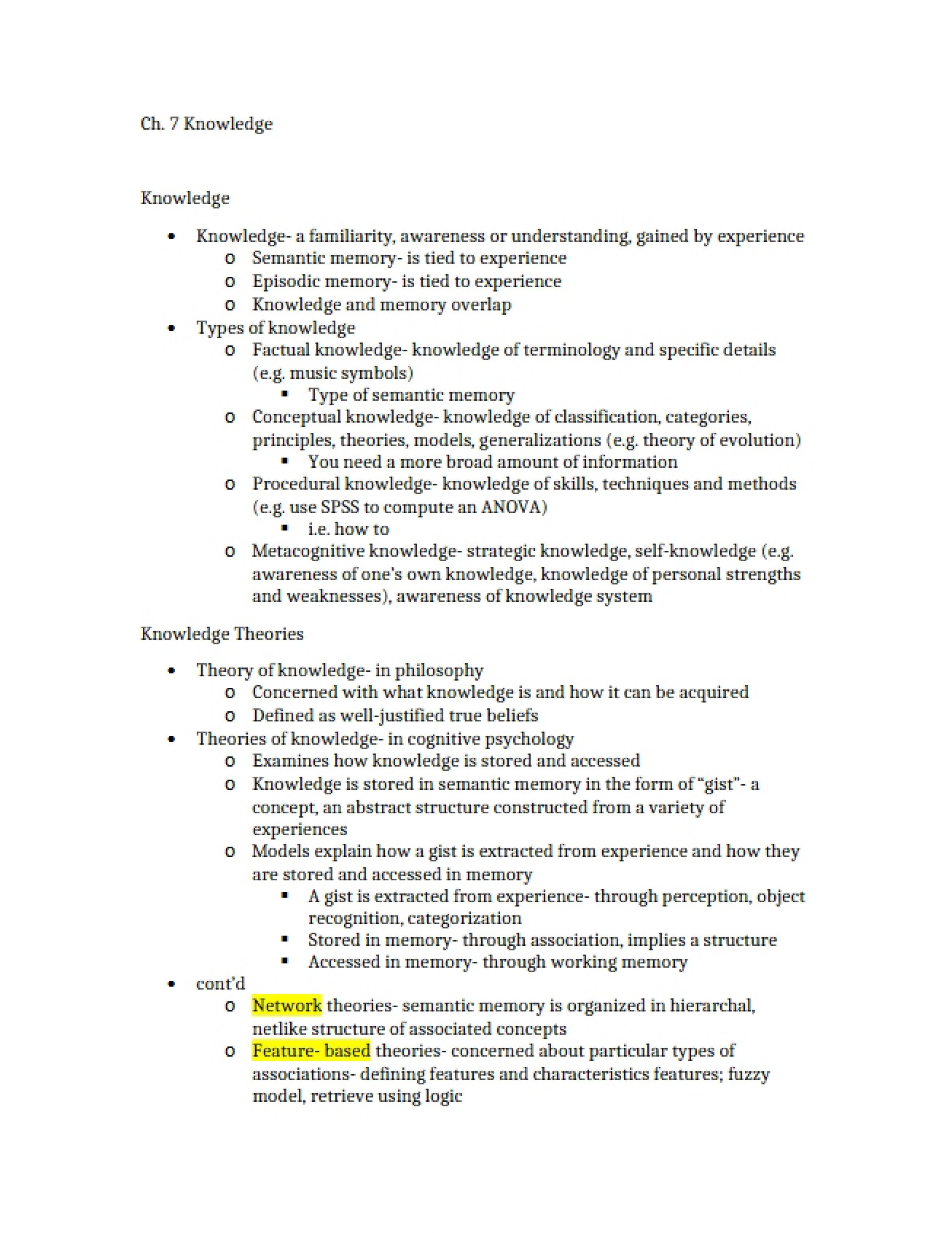 Knowledge (Ch 7)