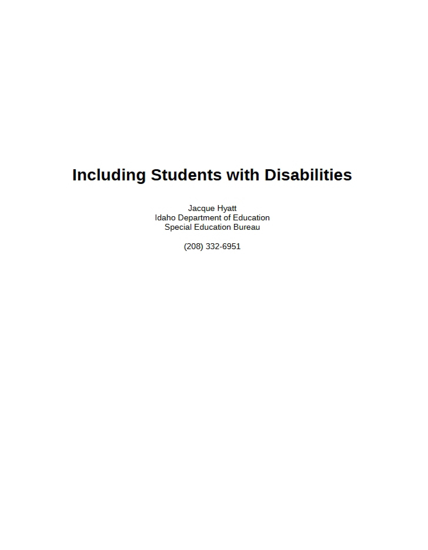 Disability Inclusion for Students