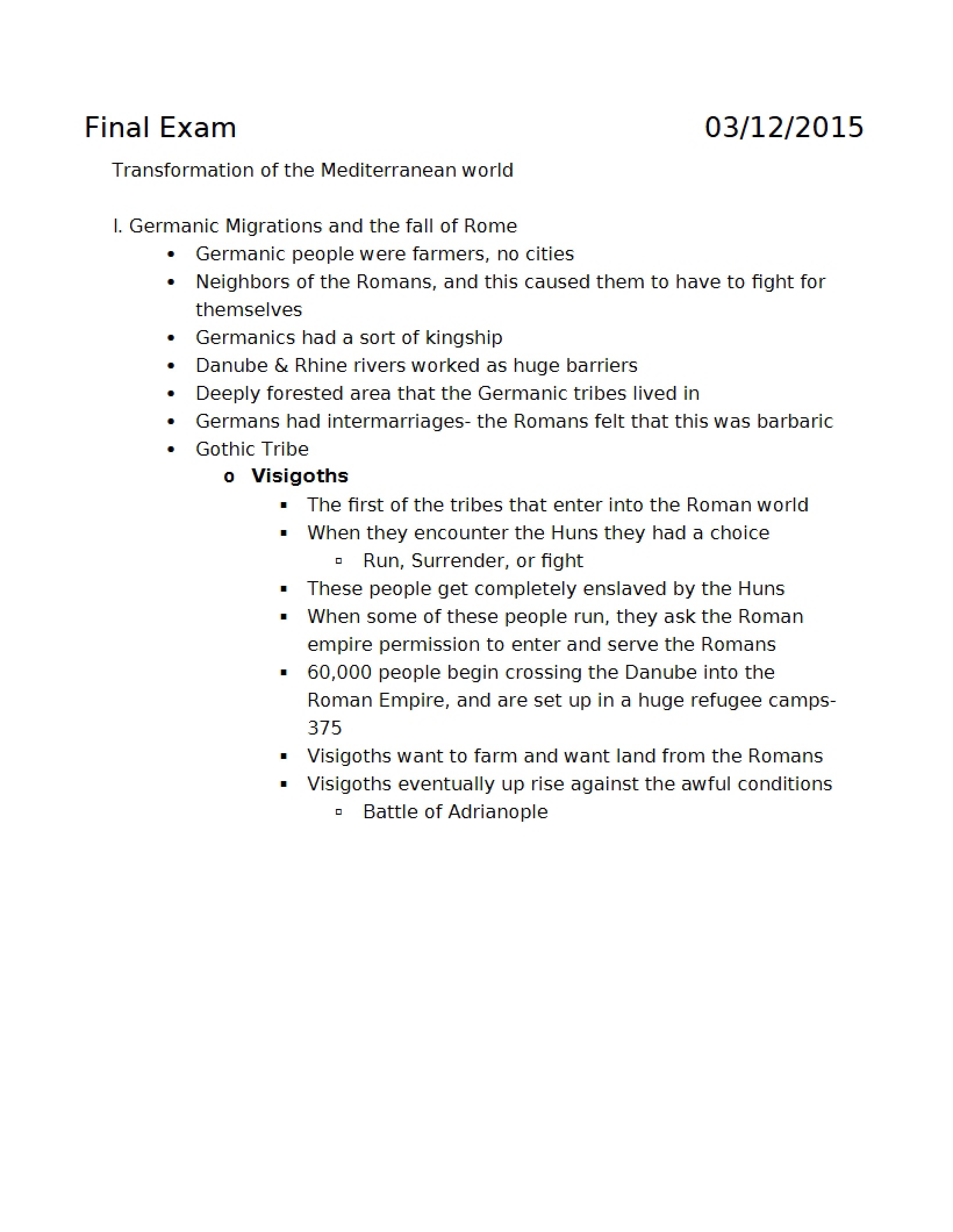 History Final Exam
