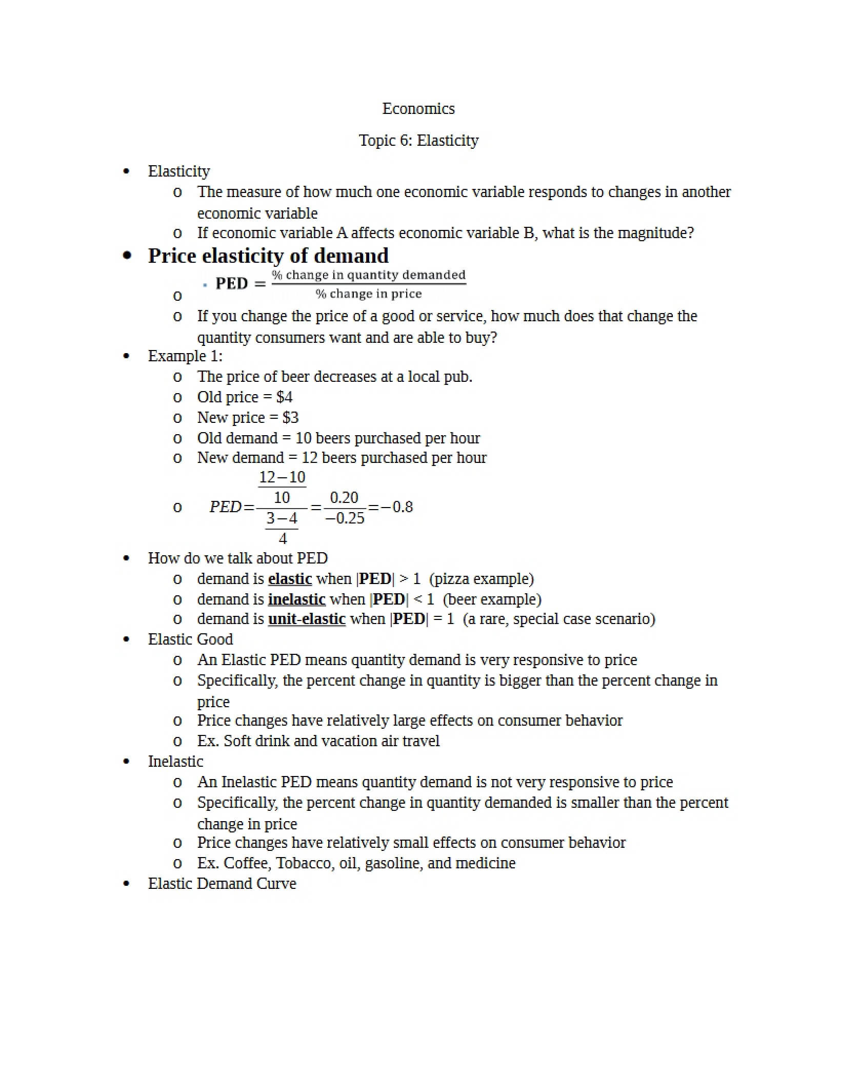 Elasticity Concepts