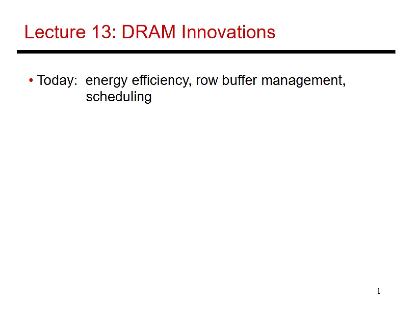 Innovations in DRAM (Lecture 13)