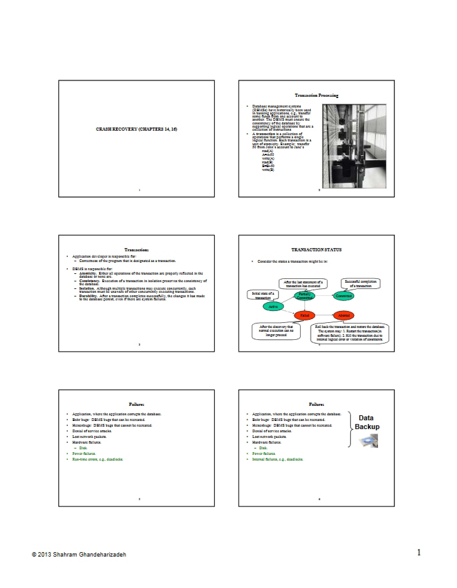 Crash Recovery Lecture Nine